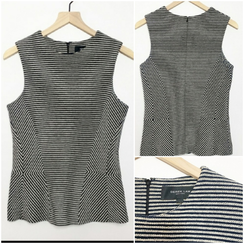Derek Lam Woven Fitted Top Striped Italian Fabric EUC